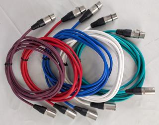Pack of 5 XLR Microphone Cables 3m – Soft Flexible Leads Rewireable Five Colours